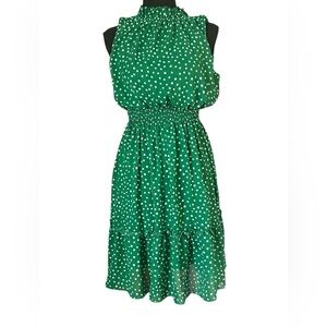 Kate and Lily Kelly Green Polka Dot‎ Chiffon Sleeveless Dress Size8